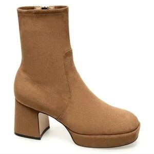 New SILENT D 38 Otto BROWN Stretch Suede Platform ANKLE BOOTS